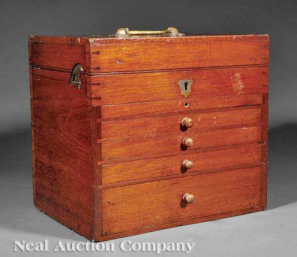 Appraisal: An Antique English Mahogany Dentist Case late th c lid