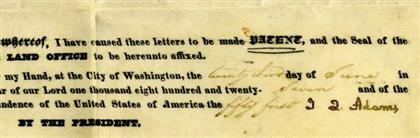 Appraisal: piece Document Signed Adams J ohn Q uincy Washington June