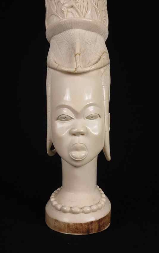 Appraisal: LARGE CARVED AFRICAN IVORY FIGURAL BUST Carved from a single