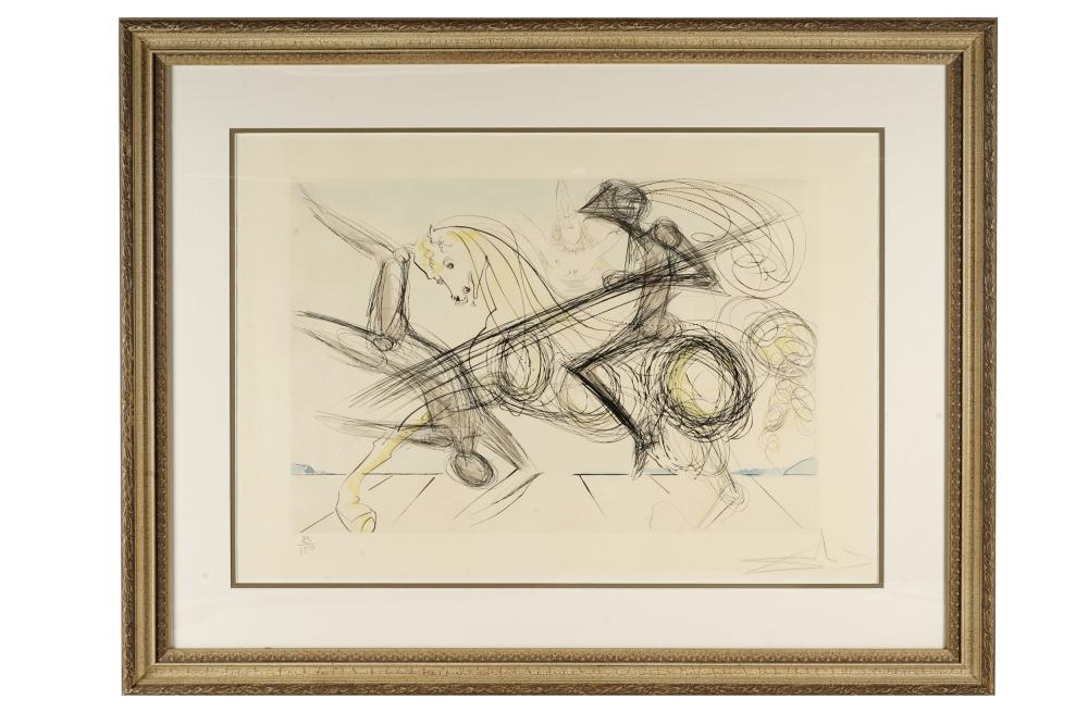 Appraisal: SALVADOR DALI - THE BLACK KNIGHT drypoint etching signed in