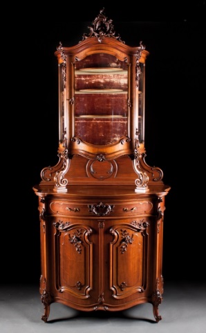 Appraisal: Continental Rococo Revival walnut server probably Belgian late th century