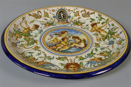 Appraisal: Italian majolica charger late th century the centre painted painted