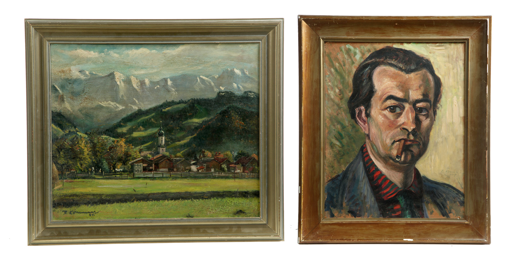 Appraisal: TWO FRAMED OIL ON BOARD PAINTINGS BY ROLF KOMMER GERMANY