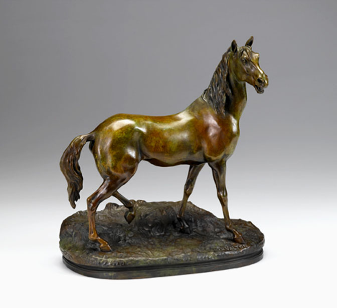 Appraisal: Charles Valton French - Equestrian figure Greenish brown patina signed