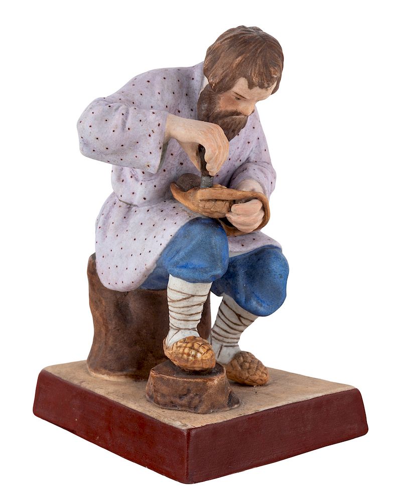 Appraisal: A RUSSIAN PORCELAIN FIGURE OF A BAST SHOE MAKER GARDNER