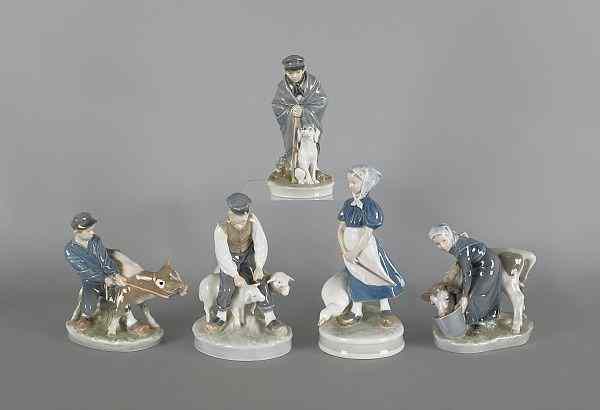 Appraisal: Five Royal Copenhagen porcelain figures tallest -