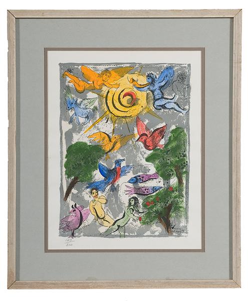 Appraisal: BIBLICAL NARRATIVE BY MARC CHAGALL COLORED LITHOGRAPH ON PAPER Marc