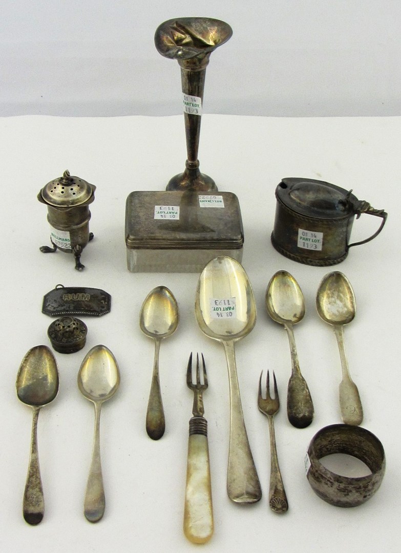 Appraisal: Silver and silver mounted wares comprising a rectangular glass toilet