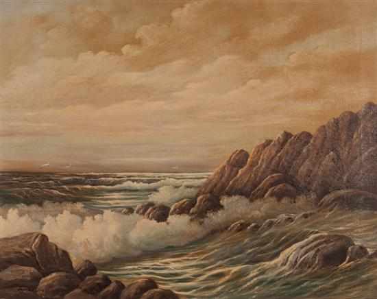 Appraisal: James R Drake American th century Waves Breaking on Shore