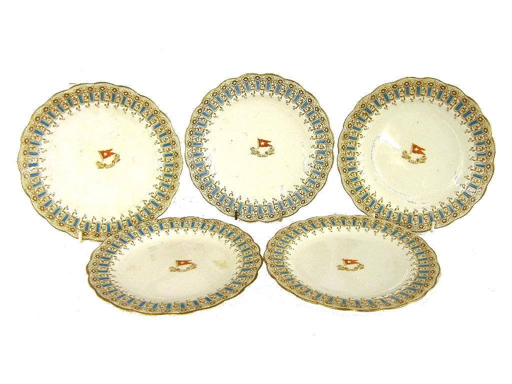 Appraisal: Set of five White Star Line circular shaped plates the