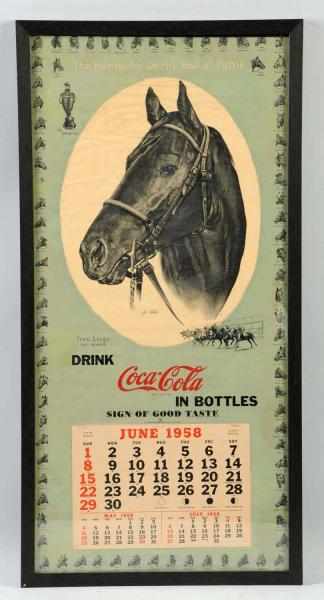 Appraisal: Coca-Cola Calendar Framed under glass Unusual calendar with Kentucky Derby