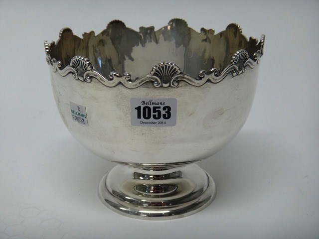 Appraisal: A silver rose bowl of circular form the shaped rim