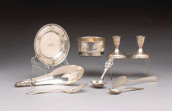 Appraisal: A group of sterling table articles and flatware Comprising child's