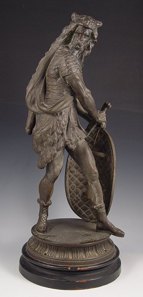 Appraisal: GERMANIC WARRIOR METAL SCULPTURE Visigoth Warrior with shield and sword