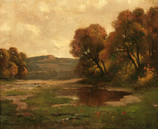 Appraisal: Max Weyl American - Autumn Landscape with View of a