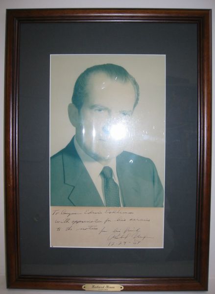 Appraisal: NIXON RICHARD Color Photograph Signed and Inscribed to Congressman Edwin