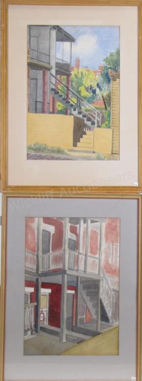 Appraisal: K King OH th Century WC signed lower right Stairway