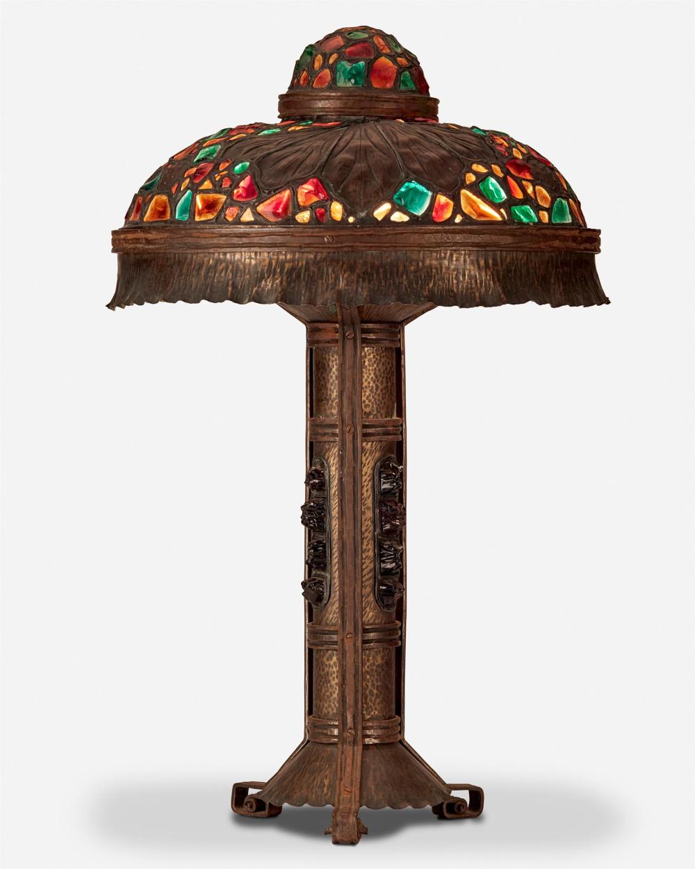 Appraisal: An Art Nouveau Austrian chunk glass table lamp First-quarter th