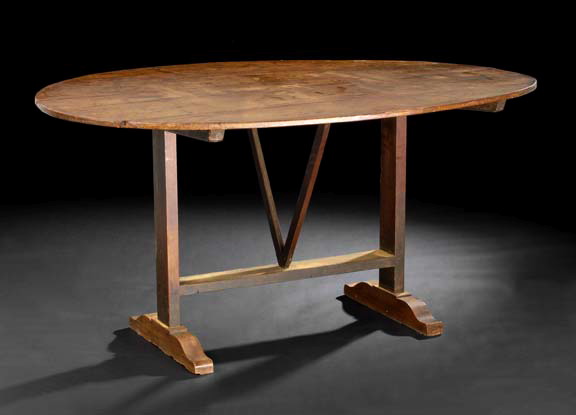 Appraisal: French Provincial Pine Wine Table mid- th century the tilting