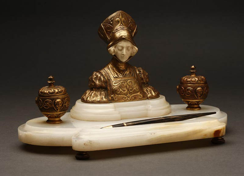 Appraisal: Dominique Alonzo ormolu onyx encrier inkstand Dominique Alonzo ormolu onyx