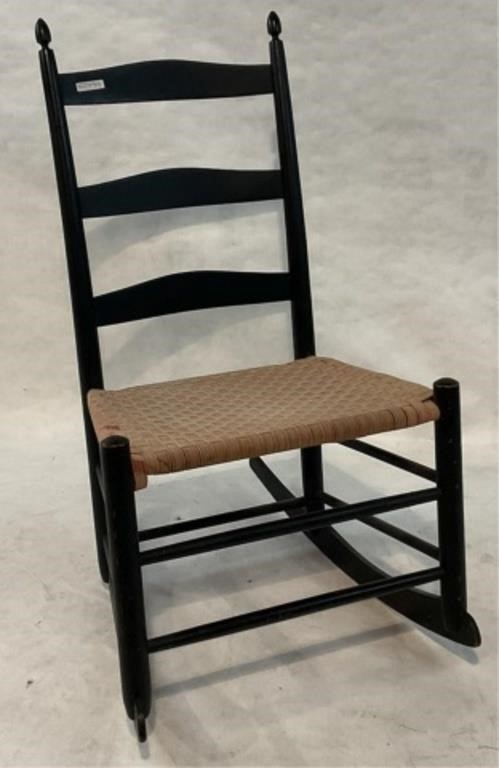 Appraisal: SHAKER NO ARMLESS ROCKER BLACK PAINTED FINISHwith old tape seat