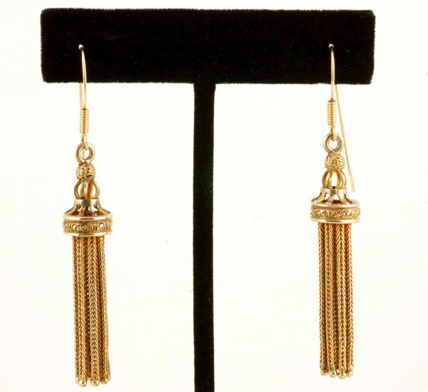 Appraisal: Pair of Victorian yellow gold tassle earrings with marked K