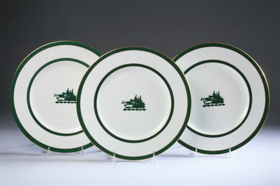 Appraisal: TWELVE WEDGWOOD BONE CHINA DINNER PLATES Centered with green boar's