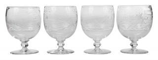 Appraisal: Fifteen Goblets with Etched Scenes of Fox's Adventures probably English