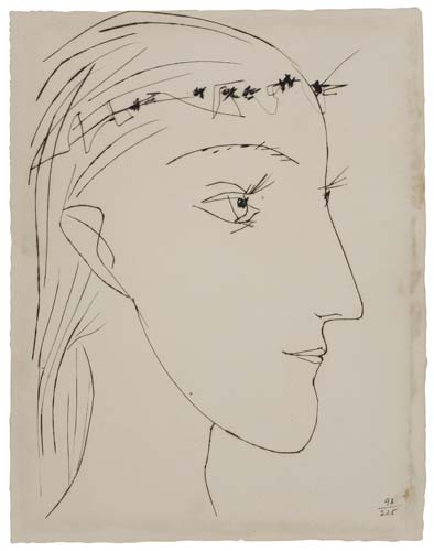 Appraisal: PABLO PICASSO Untitled Profil de Femme Drypoint x mm x