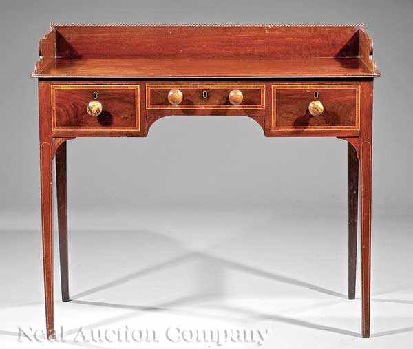 Appraisal: A William IV Inlaid Mahogany Server c gadrooned backsplash with