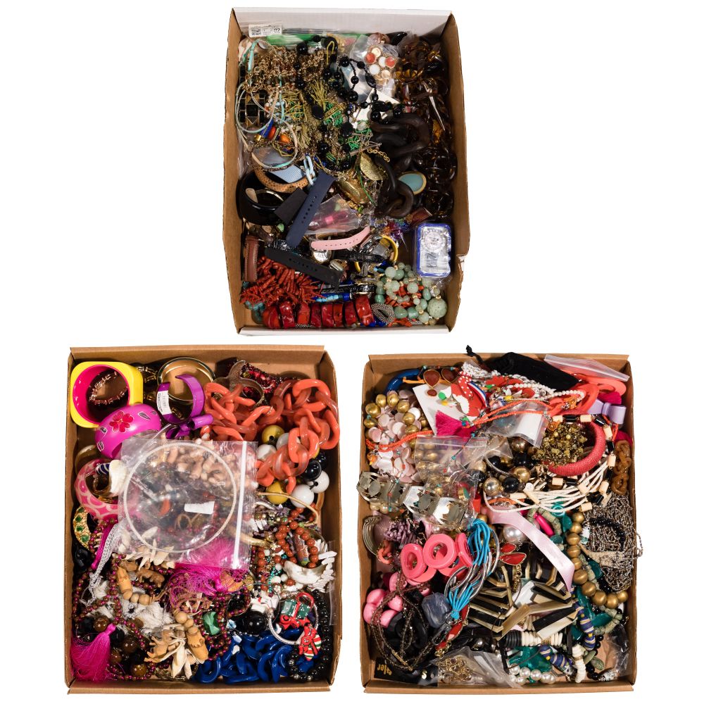 Appraisal: COSTUME JEWELRY AND WRISTWATCH ASSORTMENTApproximately pounds of necklaces rings earrings