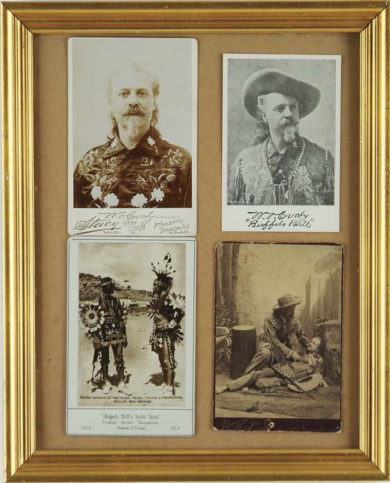 Appraisal: TWO FRAMED GROUPINGS RELATED TO BUFFALO BILL CODY Rare reproduction