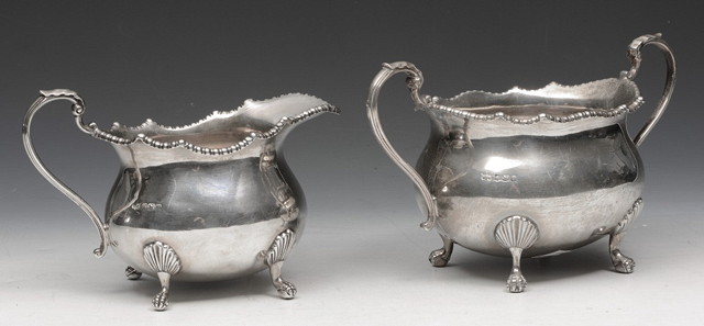 Appraisal: A SILVER MILK JUG and sugar bowl of baluster form