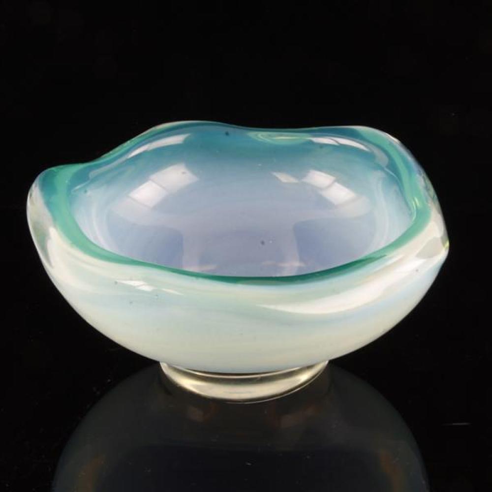 Appraisal: CENEDESE MURANO LIGHT BLUE AND OPALINE ART GLASS BOWL Cenedese