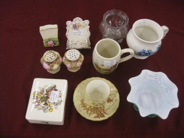 Appraisal: pc Estate Items mugs dresser box cup saucer art glass