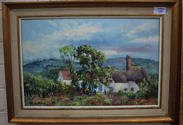 Appraisal: PETER OLIVER B Farm Cottages signed oils on board cm