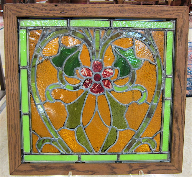 Appraisal: A LEADED AND STAINED GLASS WINDOW American c handcrafted with