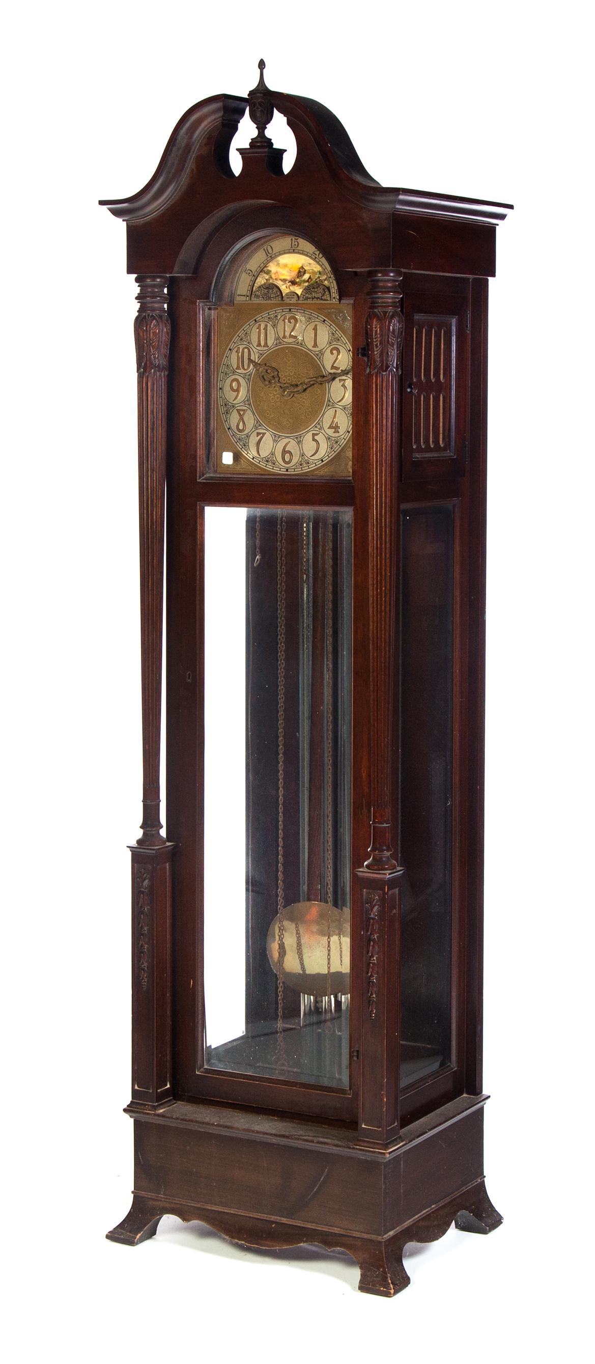 Appraisal: TALL CASE CLOCK WITH FIVE TUBULAR CHIMES American between -