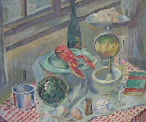 Appraisal: British school mid th century- Still life of a lobster