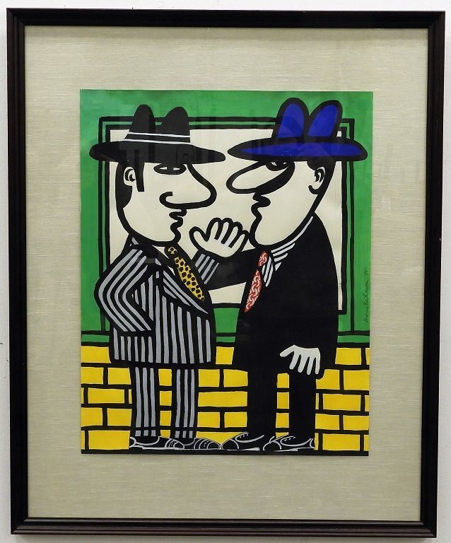 Appraisal: Morris Nathanson Illustrative Gangsta Pals Drawing Rhode Island th Century