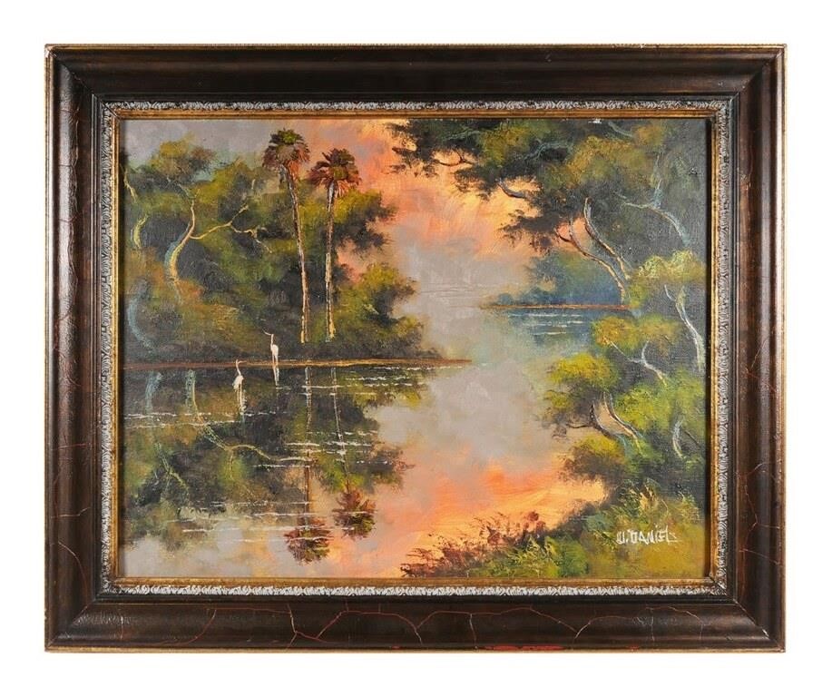 Appraisal: Oil on board painting by Highwayman Daniels American - Signed