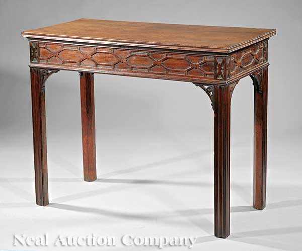 Appraisal: An Antique Chippendale Carved Mahogany Silver Table blind fretwork frieze