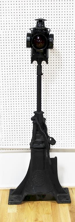 Appraisal: Antique Iron Standing Railroad Signal Signed on label Peter Gray