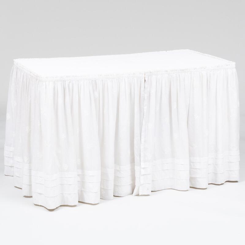 Appraisal: Contemporary White Cotton Fabric-Wrapped Laminate Dressing Table With Velcro attached