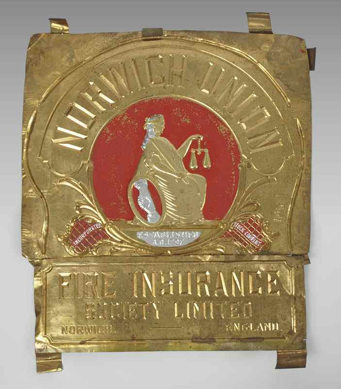 Appraisal: NORWICH UNION PRESSED FIRE INSURANCE TRADE SIGN Thin pressed and