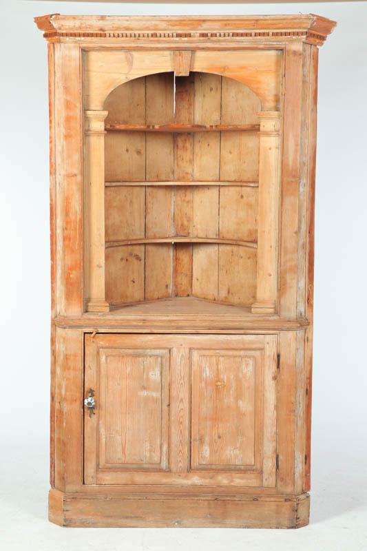 Appraisal: SMALL CORNER CUPBOARD Probably England late th-early th century pine