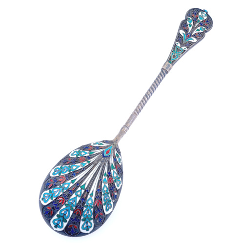 Appraisal: Russian enameled silver berry spoon Inscribed in bowl indistinct maker