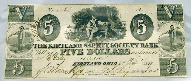 Appraisal: paper currency note for the Kirtland Safety Society Bank of