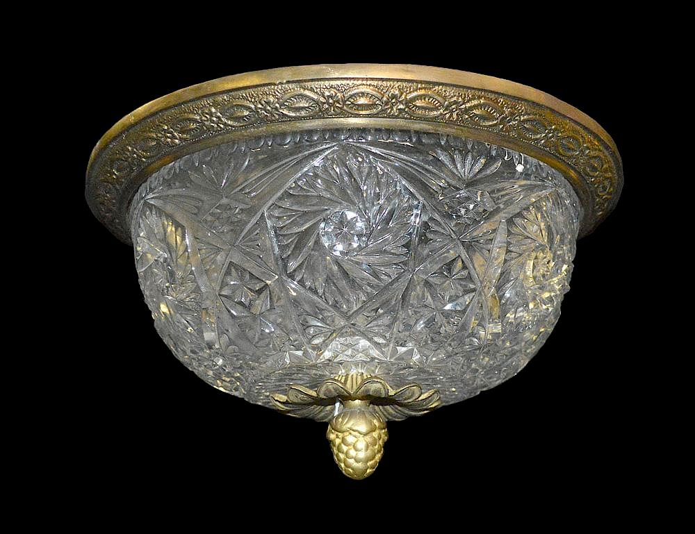 Appraisal: GILT METAL AND CUT GLASS CEILING LIGHT Diameter