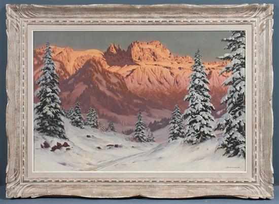 Appraisal: Hans Smatlak Barma Austrian b Snow Covered Alpine Landscape oil